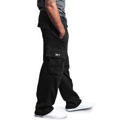 Herren Sporthose Jogger Jogginghose Breite Baggy Sweatpants Trainingshose Baumwolle Sporthose Herren Lang Winter Sweathose Elastische Taille Freizeithose Herren Outdoorhose (#10B-Black, XXXXXL) von Ahagogo