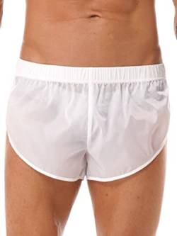 Aiihoo Herren Halb durchsichtige Boxershorts Badeshorts Badehose Locker Shorts Kurze Hose Pants Männer Unterhose Unterwäsche Badeanzug Bademode Weiss 3XL von Aiihoo