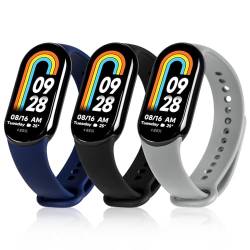 Ainiv Armband Kompatibel mit Xiaomi Mi Band 8, 3 Stück Armband, Weiches Verstellbare Fitness Ersatzbänder für Xiaomi Mi Band 8 Armband von Ainiv