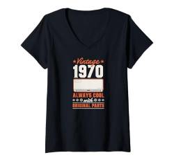 Damen AC Mechanic Vintage 1970 Immer cool mit Originalteilen T-Shirt mit V-Ausschnitt von Air Conditioning Mechanic and AC Repair Tech Merch