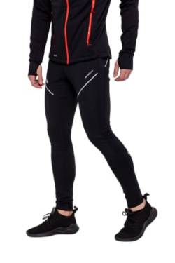 Airtracks Herren Thermo Laufhose Lang Pro Line - Winter Funktions Running Tight - Warm - Atmungsaktiv - Reflektoren - schwarz - L von Airtracks