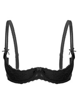 Aislor Damen Hebe BH Offene Brust Bra Bralette mit Bügel Push Up Büstenhebe Verstellbare Träger Dessous Top Frauen Erotik Reizwäsche Schwarz 95C von Aislor