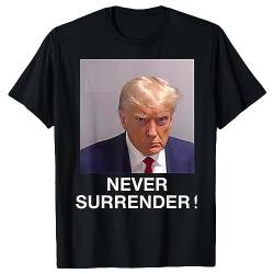 Aizuoni Gib Niemals auf T-Shirt, Never Surrender Mug Shot T-Shirt, 2023 Mugshot-Shirts für Erwachsene und Jugendliche, Geschenk von Aizuoni