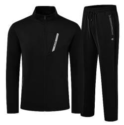 AjezMax Schwarzer Herren Trainingsanzug Übergrößen Jogging Anzug Fitnessanzug Jogginganzug Sportanzug Outdoor Tracksuit Jacke Jogginghose Streetwear L Schwarz von AjezMax