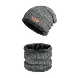 Ajuanbazha Mütze Beanie Hut Herren, Strickmütze Winter Warm Skullies, Wintermütze und Loop Schal Cap Outdoor Radfahren (grau) von Ajuanbazha