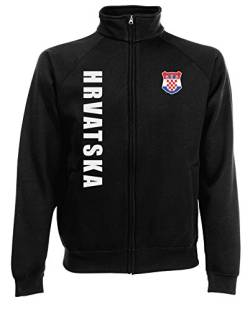 AkyTEX Kroatien Hrvatska EM-2020 Sweatjacke Wunschname Wunschnummer Schwarz S von AkyTEX