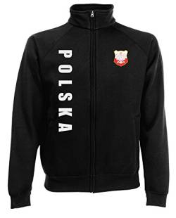 AkyTEX Polen Polska EM-2020 Sweatjacke Wunschname Wunschnummer Schwarz XL von AkyTEX