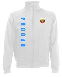 AkyTEX Russland Russia EM-2020 Sweatjacke Wunschname Wunschnummer Weiß L von AkyTEX