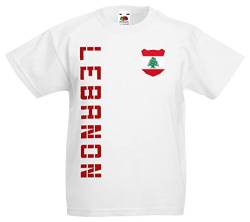 Libanon Lebanon Kinder EM 2016 T-Shirt Trikot Name Nummer (Weiß, 152) von AkyTEX