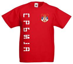 Serbien Srbija Kinder-Shirt Name Nummer Trikot EM-2021 Rot 104 von AkyTEX