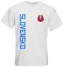 Slowakei Slovensko T-Shirt Trikot Basic EM-2021 Weiß M von AkyTEX