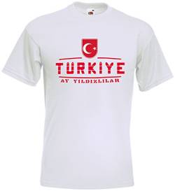 Türkei Türkiye EM T-Shirt 2021 Fanshirt Weiß L von AkyTEX