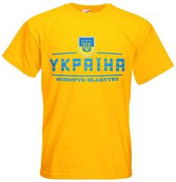 Ukraine Ukrajina T-Shirt Fanshirt Nation EM-2021 Gelb XXL von AkyTEX