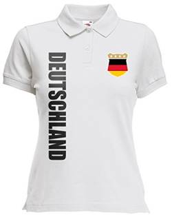 Deutschland Germany Damen Polo-Shirt Name Nr EM-2021 Trikot Weiß M von AkyTex