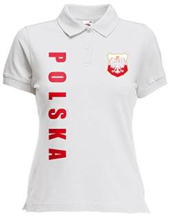 Polen Polska Damen Polo-Shirt Name Nummer EM-2021 Trikot Weiß M von AkyTex