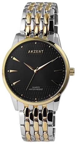 Akzent Herren - uhr Analog Schwarz Silberfarbig Rosègoldfarbig Quarz Metall Armbanduhr von Akzent