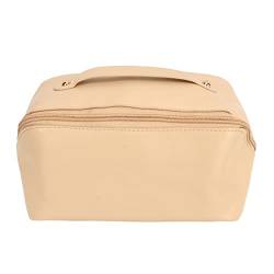 Aladeno Large Makeup Bag, Waterproof Makeup Bag Organizer, Pillow Shape Travel Train Case Makeup Bag, Toiletry Bag Makeup Brushes Organizer for Women (Beige) von Aladeno