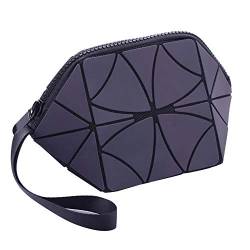 Aladeno Reise-Make-up-Tasche, geometrisch gestreifter Make-up-Taschen-Organizer für Frauen, tragbare modische Kosmetiktasche, Kulturbeutel, Make-up-Pinsel-Organizer für Reisen von Aladeno