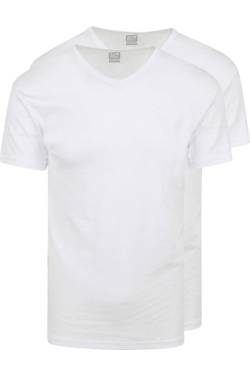 Alan Red Slim Fit T-Shirt V-Ausschnitt Doppelpack weiss, Einfarbig von Alan Red