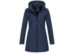 Softshelljacke ALESSANDRO SALVARINI "Alessia" Gr. XS (34), blau (navy), Damen, Obermaterial: 96% Polyester, 4% Elasthan; Innenmaterial: 100% Polyester, Jacken, lang mit abnehmbarer Kapuze von Alessandro Salvarini