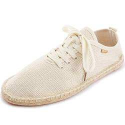 Alexis Leroy Espadrilles Flacher Stoff Schnürsenkel für Männer Weiß 41 EU von Alexis Leroy