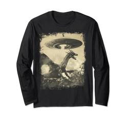 UFO Drache Vintage Science-Fiction Alien Drachen Langarmshirt von Alien Drache Geschenk für Sci-Fi Fans