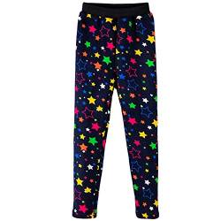 Alivisa Leggings Mädchen Winter Warme Leggings Gefüttert Thermo Leggins Stretch Strumpfhose Fleece Lined Kids Gefüttert Dick Hosen Baumwolle Tights Pants,Stern auf Schwarz,116 von Alivisa