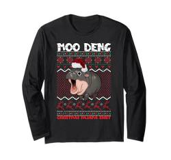 Moo Deng Christmas Moo Deng Weihnachtspyjama, passend zur Familie Langarmshirt von All I Want for Christmas is a Moo Deng