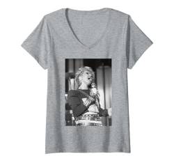 Damen Cyndi Lauper Singing Live von Allan Ballard T-Shirt mit V-Ausschnitt von Allan Ballard Photography