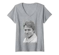 Damen Robert Palmer Sänger Portrait von Allan Ballard T-Shirt mit V-Ausschnitt von Allan Ballard Photography