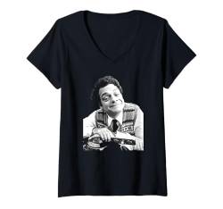 Damen Schauspieler David Jason Open All Hours B&W von Allan Ballard T-Shirt mit V-Ausschnitt von Allan Ballard Photography