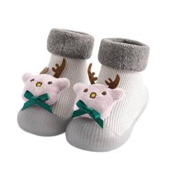 Allbestop rutschfeste Cartoon Weicher Stricken Weihnachten Baby Baby Barfußschuhe Kinderschuhe Baby Sockenschuhe Baby Outdoor Lauflernschuhe Unisex Babybodenschuhe Hausschuhe Laufsocken von Allbestop