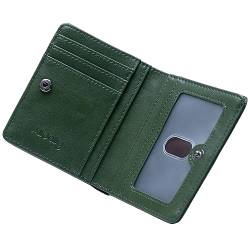 Alldaily Damen RFID-blockierende kleine kompakte Bifold Pocket Wallet Damen Mini Geldbörse mit Ausweisfenster, Grün von Alldaily