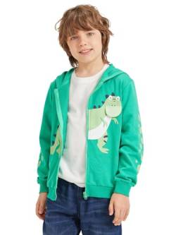 Alleen Jungen Sweatjacke Hoodie Langarm Baumwolle Kinder Pullover Dino Kapuzenpullover Jacke mit Kapuze und Reißverschluss (104, Grün) von Alleen