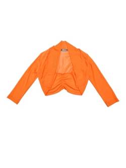 Allegra K Damen Bolero Festlich 3/4 Ärmel Rüschen Mesh Durchsichtig Crop Strickjacke Shrug Boleros Orange M von Allegra K