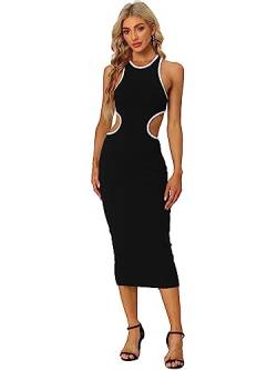 Allegra K Damen Kleid Ärmellos Racerback Aushöhlen Figurbetont Trägerkleid Minikleid Schwarz M von Allegra K