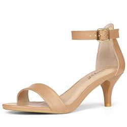 Allegra K Knöchelriemen für Damen mit Kitten-Heel-Sandalen Nackt 41 von Allegra K