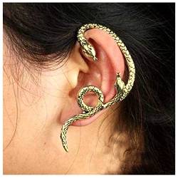 Allereya Vintage Schlangenohrstecker Ohrringe Schlangenknorpel Ohrringe Tier Clip Auf Ohrstecker Ohrringe Gold Schlange Ohr Wrap Ohrringe Schmuck Für Frauen Und Mädchen (Gold) von Allereya