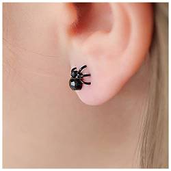 Allereya Vintage Schwarze Spinne Ohrringe Punk Spinne Ohrstecker Schwarz Onyx Spinne Minimal Ohrringe Tier Gruselig Ohrstecker Schmuck Für Frauen Und Mädchen von Allereya