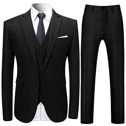 Allthemen Anzug Herren Anzug 3 Teilig Slim Fit Herrenanzug Hochzeit Anzüge Herren Modern Sakko für Business Schwarz XXL von Allthemen