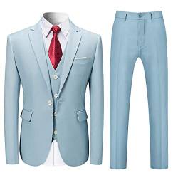 Allthemen Anzug Herren Anzug Slim Fit 3 Teilig Herrenanzug 3-Teilig Anzüge Herren Modern Sakko Business Hochzeit Hellblau XL von Allthemen