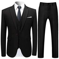 Allthemen Anzug Herren Anzug Slim Fit 3 Teilig Herrenanzug Anzüge Herren Modern Sakko Business Hochzeit Party Schwarz S von Allthemen