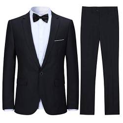 Allthemen Anzug Herren Anzug Slim Fit Herrenanzug Anzüge Anzug Hochzeit Business Schwarz L von Allthemen