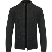 Allthemen Cardigan Herren Strickjacke mit Reißverschluss Grobstrick mit Stehkragen von Allthemen