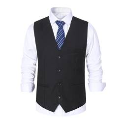 Allthemen Herren Slim Business Anzugweste Einreiher Anzugweste Schwarz XXL von Allthemen