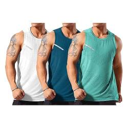 Allthemen 3er Pack Herren Tank Top Sport Sommer Tanktop Schnelltrocknendes Muskelshirt Achselshirts Ärmelloses Fitness Shirt #002 3er Set 3 M von Allthemen