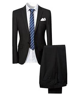 Allthemen Hochzeitsanzug Herren Anzug Slim Fit Herrenanzug Anzüge für Hochzeit Business Party Schwarz XS von Allthemen