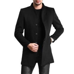 Allthemen Wintermantel Herren Mantel Slim Fit Lang Wollmantel Business Trenchcoat Mantel Herren Winter Schwarz XS von Allthemen