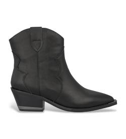 Alma en pena für Damen. I240651 Flache schwarze Lederstiefeletten (37), 5 bis 8 cm, Keine, Lässig von Alma en pena