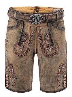 Trachtenhose kurz | Lederhose ohne Träger Wildbock (100% Wildleder) | Lederhose kurz braun Used in Gr. 52 von Almbock